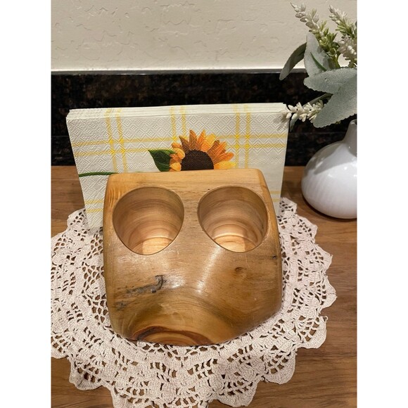 Handmade Wood Napkin, Salt & Pepper Holder - Picture 3 of 10